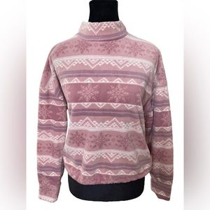 NEW Cozie by Pink Rose Lilac Mauve Southwestern Snowflake Winter Cropped Sweater